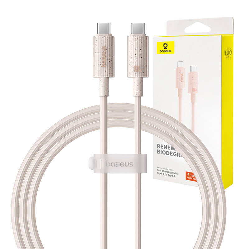 Fast Charging cable Baseus USB-C to USB-C Habitat Series 1m 100W (pink) - Product Image 1