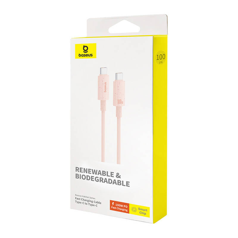 Fast Charging cable Baseus USB-C to USB-C Habitat Series 1m 100W (pink) - Product Image 8