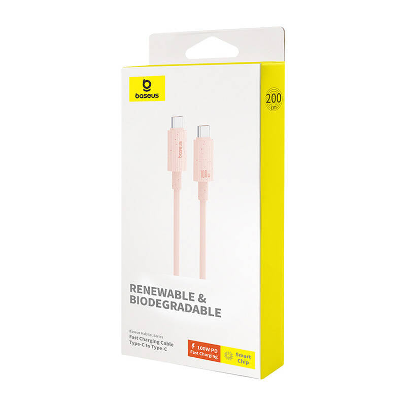 Fast Charging cable Baseus USB-C to USB-C Habitat Series 2m 100W (pink) - Product Image 8
