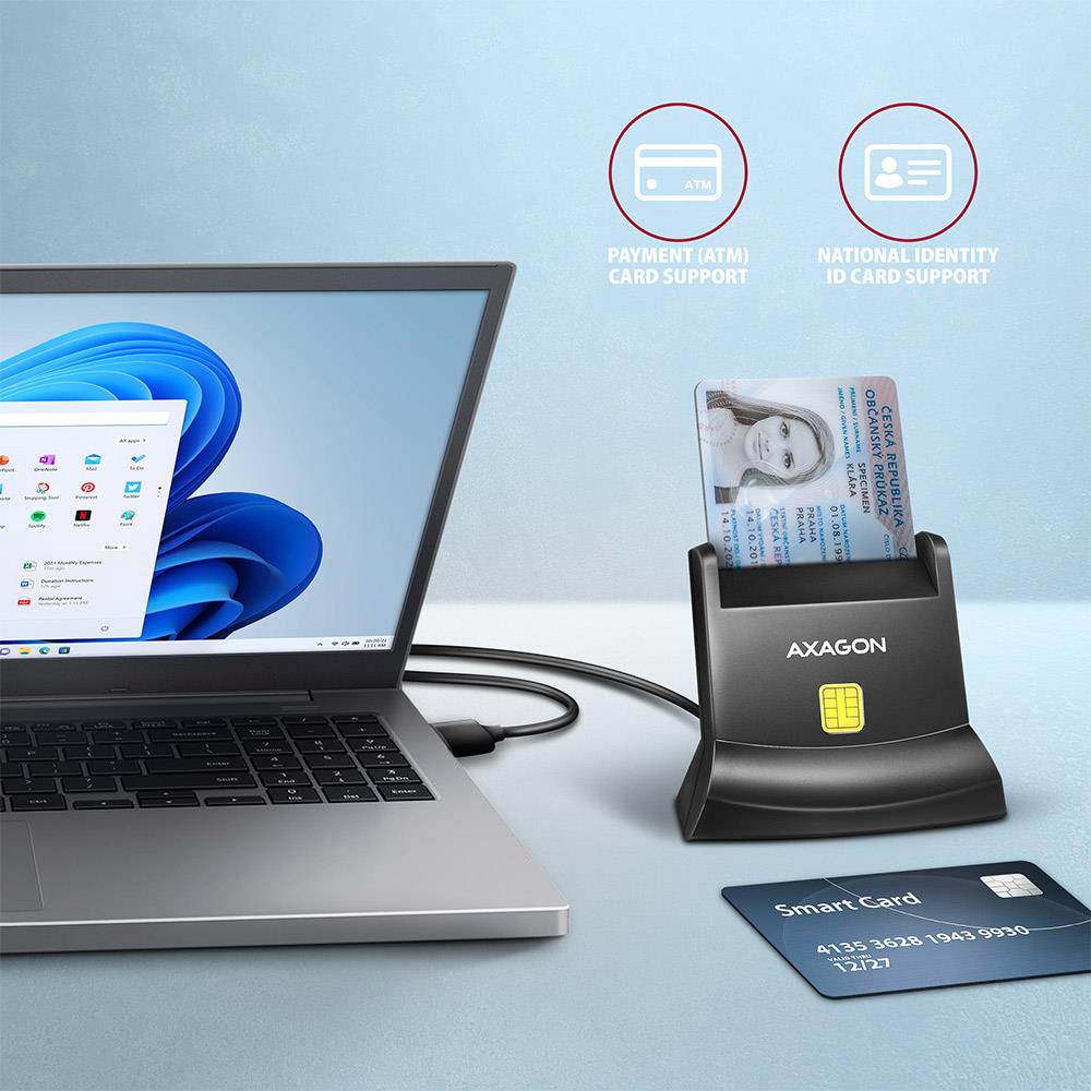 CARD READER STAND SMARTCARD/ID/USB2.0 1.3M CRE-SM4N AXAGON