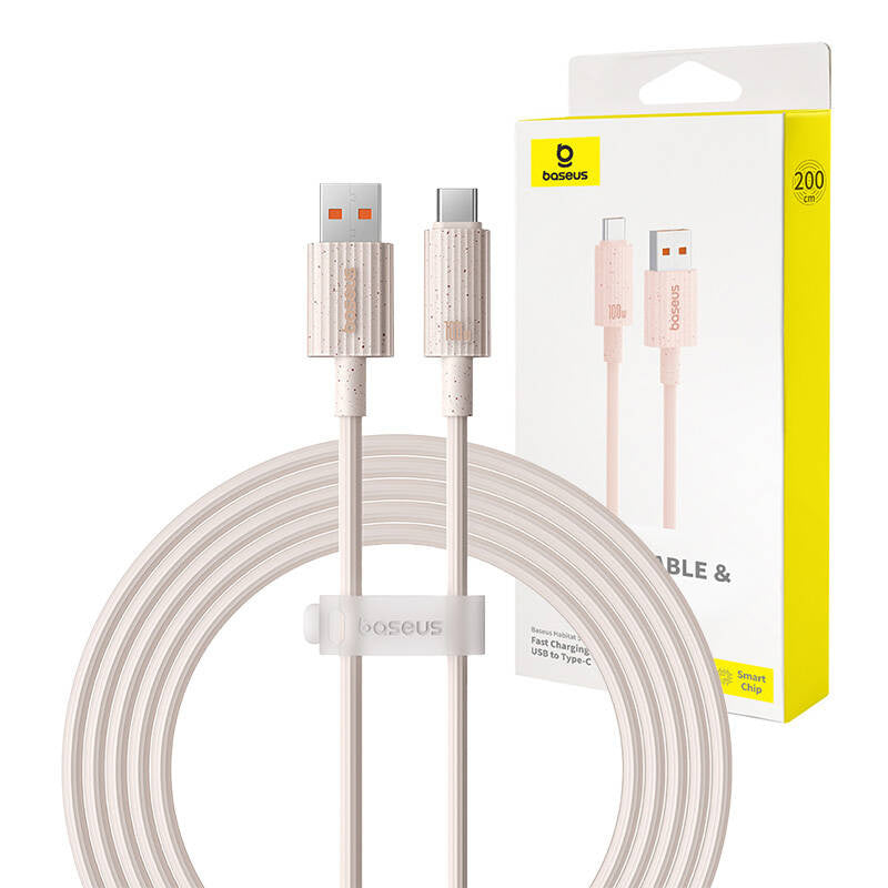 Fast Charging cable Baseus USB to USB-C Habitat Series 2m 100W (pink) - Product Image 1