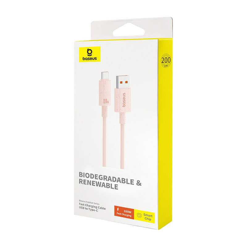 Fast Charging cable Baseus USB to USB-C Habitat Series 2m 100W (pink) - Product Image 8