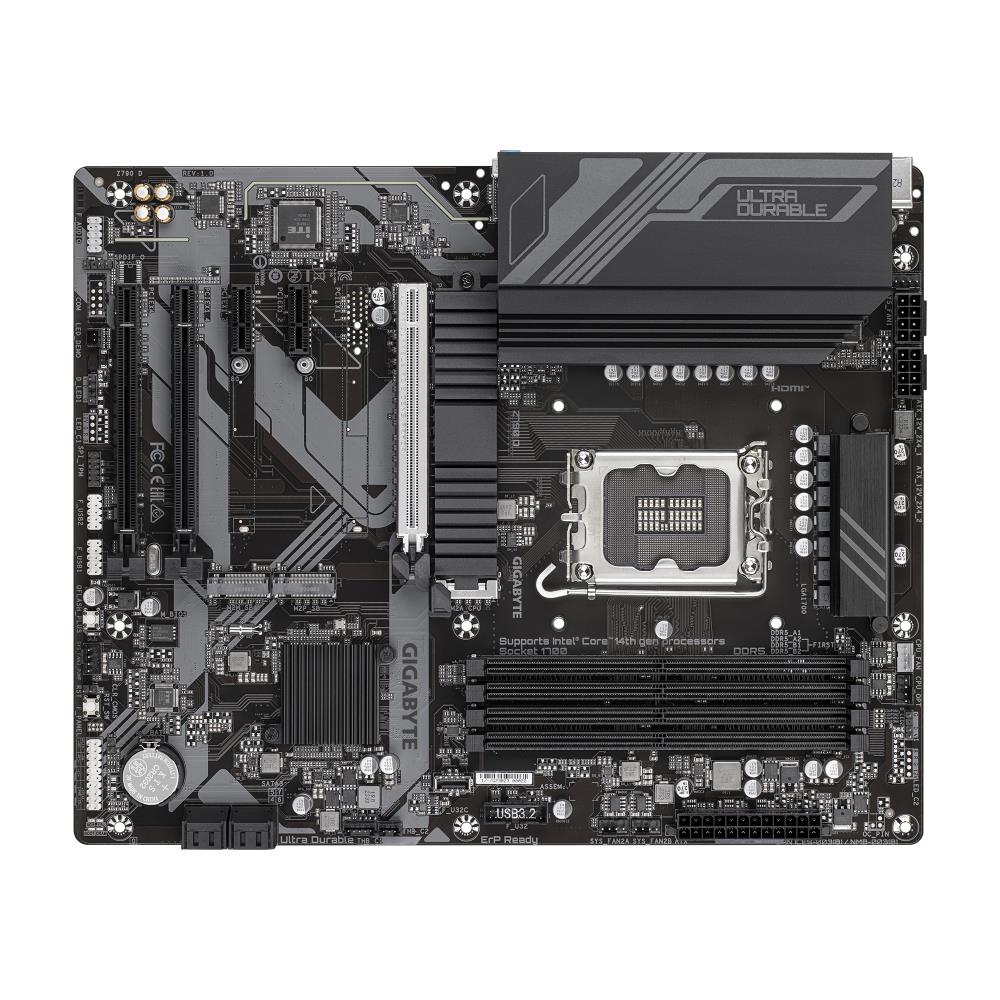 Mainboard GIGABYTE Intel Z790 LGA1700 ATX Memory DDR5 Memory slots 4 2xPCI-Express 3.0 1x 1xPCI-Express 3.0 16x 1xPCI-Express 4.0 4x 1xPCI-Express 5.0 16x 3xM.2 1xHDMI 1xDisplayPort 2xUSB 2.0 5xUSB 3.2 1xUSB-C 1xPS/2 1xRJ45 3xAudio port Z790D