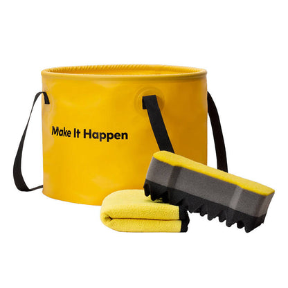 Autowaschzubehör-Set HOTO QWOGJ002 (PVC-Falteimer, Autoschwamm und Handtuch)