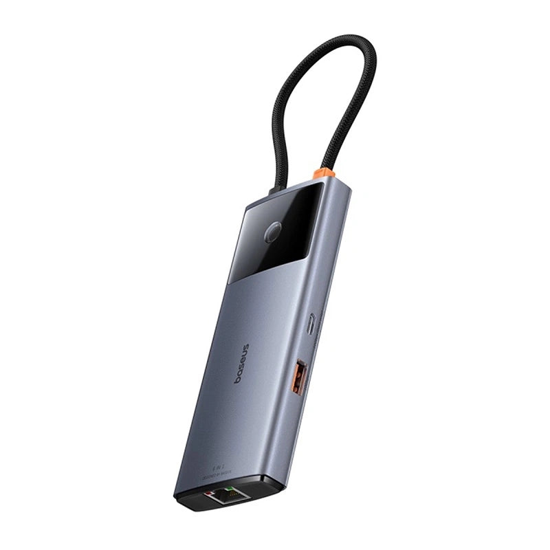 Hub 6in1 Baseus Metal Gleam 2 Series, USB-C to 2xUSB 3.0 +USB-C + HDMI + USB-C PD + Ethernet RJ45 - Product Image 1