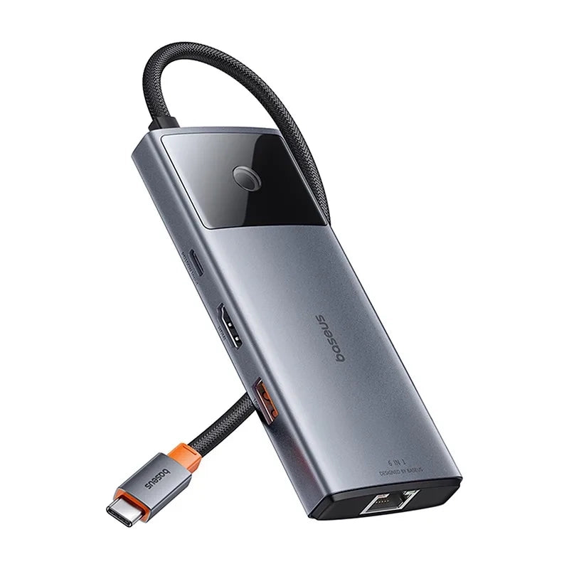 Hub 6in1 Baseus Metal Gleam 2 Series, USB-C to 2xUSB 3.0 +USB-C + HDMI + USB-C PD + Ethernet RJ45 - Product Image 5