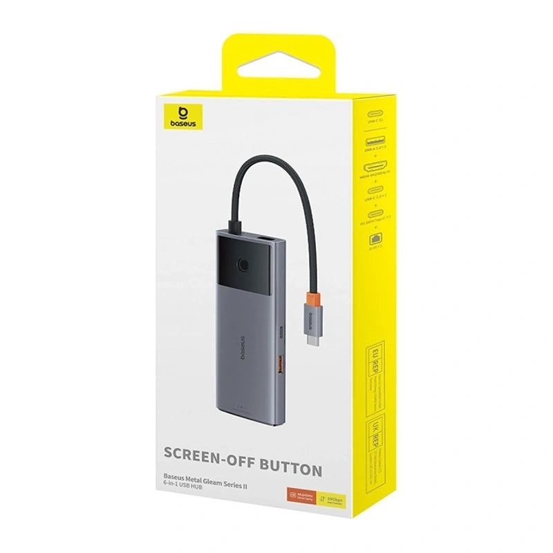 Hub 6in1 Baseus Metal Gleam 2 Series, USB-C to 2xUSB 3.0 +USB-C + HDMI + USB-C PD + Ethernet RJ45 - Product Image 7