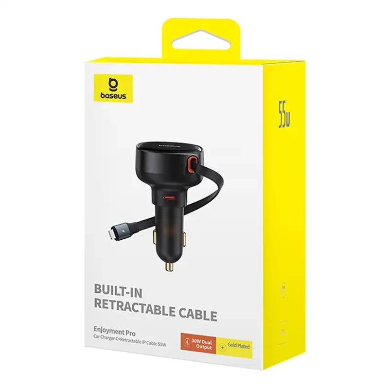 Car Charger Baseus Enjoyment Pro with lightning cable + USB-C , 55W (black) - Product Image 8