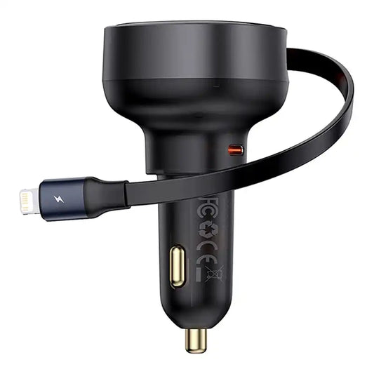 Car Charger Baseus Enjoyment Pro with lightning cable + USB-C , 55W (black) - Product Image 2