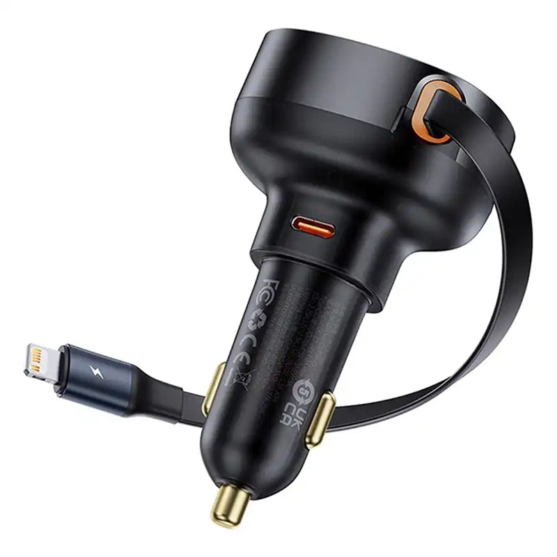 Car Charger Baseus Enjoyment Pro with lightning cable + USB-C , 55W (black) - Product Image 3