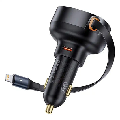 Car Charger Baseus Enjoyment Pro with lightning cable + USB-C , 55W (black) - Product Image 3