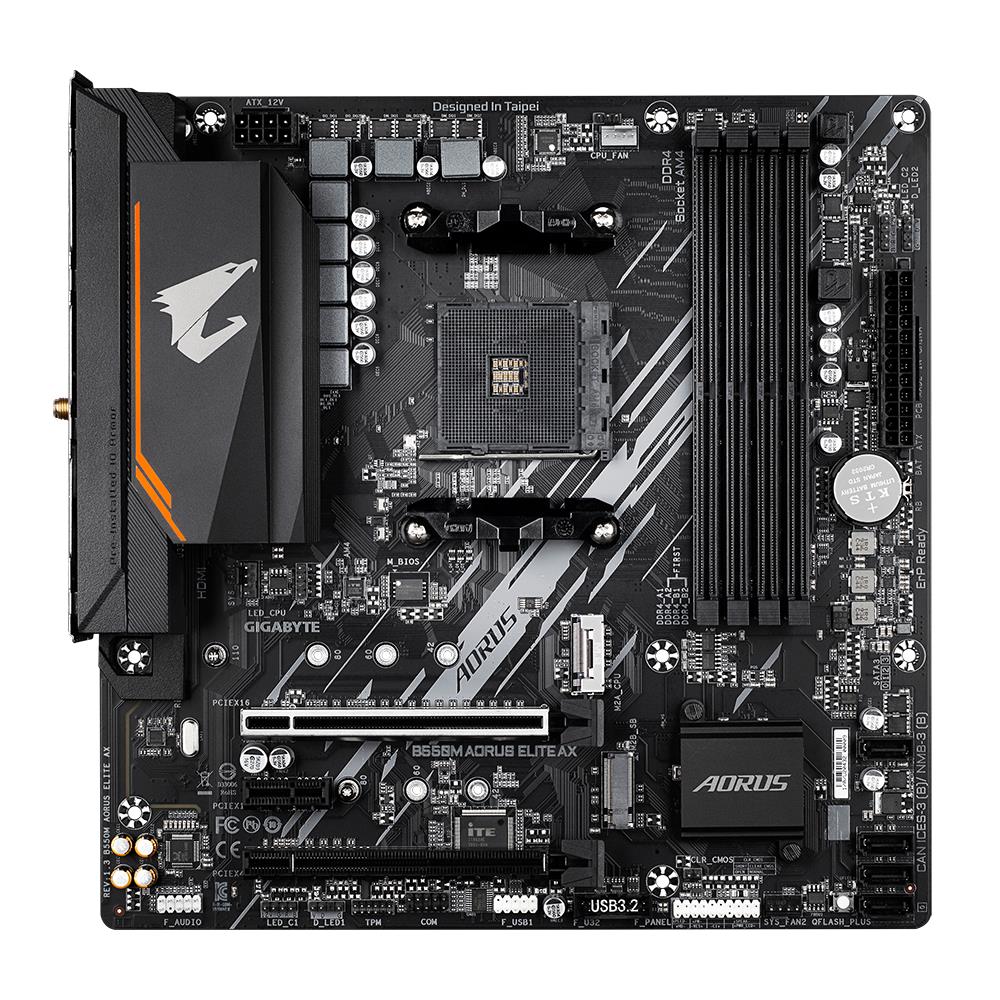 Mainboard GIGABYTE AMD B550 SAM4 Micro-ATX Memory DDR4 Memory slots 4 1xPCI-Express 3.0 1x 1xPCI-Express 3.0 4x 1xPCI-Express 4.0 16x 2xM.2 1xDVI-D 1xHDMI 4xUSB 2.0 4xUSB 3.2 1xPS/2 1xRJ45 3xAudio port B550MAORUSELITEAX1.3