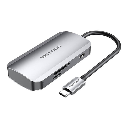 USB-C auf 3x USB3.0 Dockingstation, SD, TF, PD 0,15m Vention TNHHB, grau