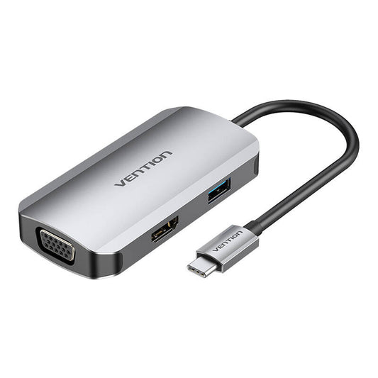 USB-C Dockingstation auf HDMI, VGA, USB 3.0, PD 0,15m Vention TOAHB, grau