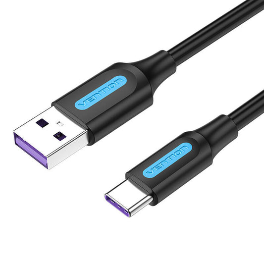 USB 2.0 A auf USB-C Kabel Vention CORBI 5A 3m Schwarzes PVC