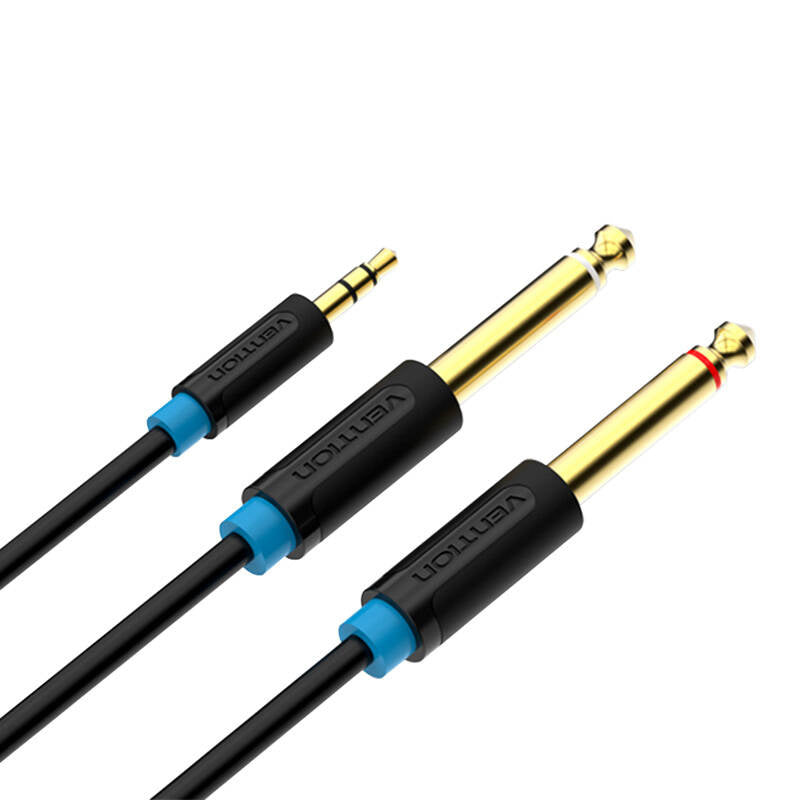 Audiokabel 3,5 mm TRS auf 2 x 6,35 mm Vention BACBG 1,5 m (schwarz)