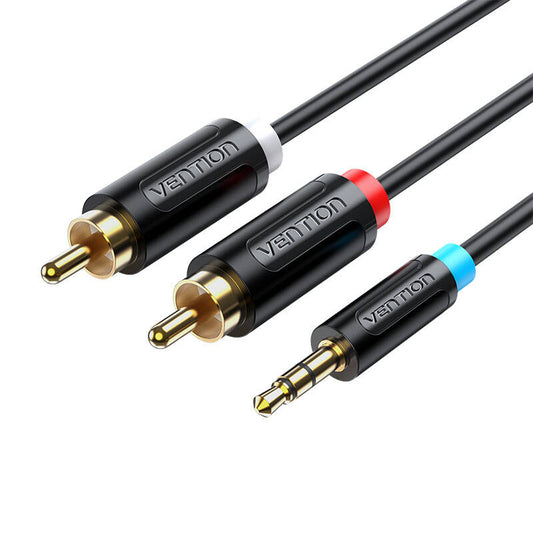 Kabel Audio Adapter 3,5mm Stecker auf 2x Cinch Stecker Vention BCLBK 8m Schwarz