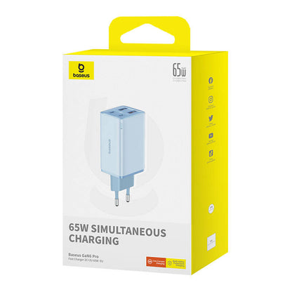 Baseus GAN6 Pro Fast Charger, 2xUSB-C + 2xUSB, 65W (blue) - Product Image 8