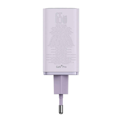 Baseus GAN6 Pro Fast Charger, 2xUSB-C + 2xUSB, 65W (purple) - Product Image 3