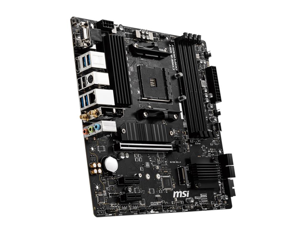 Mainboard MSI AMD B550 SAM4 MicroATX 2xPCI-Express 3.0 1x 2xM.2 1xPCI-Express 4.0 16x Memory DDR4 Memory slots 4 1x15pin D-sub 1xHDMI 1xDisplayPort 2xUSB 2.0 4xUSB 3.2 1xPS/2 1xRJ45 3xAudio port B550MPRO-VDHWIFI