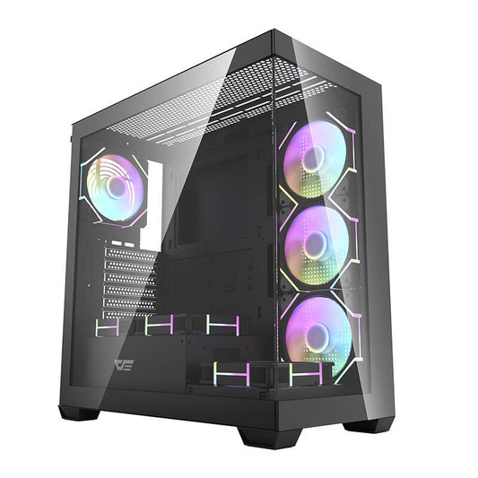 Darkflash DS900 Computergehäuse (schwarz) + 7 ARGB-Lüfter
