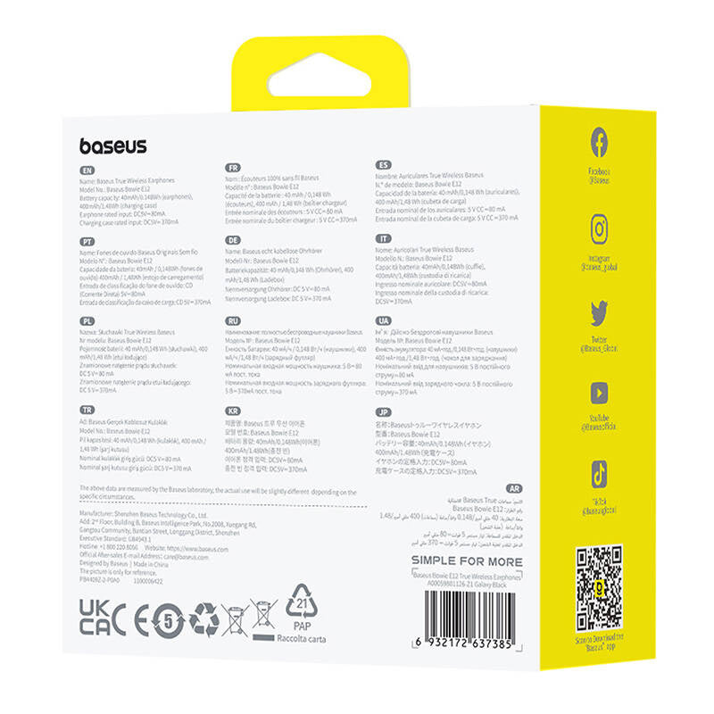 Earphones TWS Baseus Bowie E12 (black) - Product Image 9