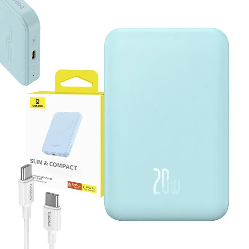 Magnetic Mini Powerbank Baseus 5000mAh, USB-C 20W (blue) - Product Image 10