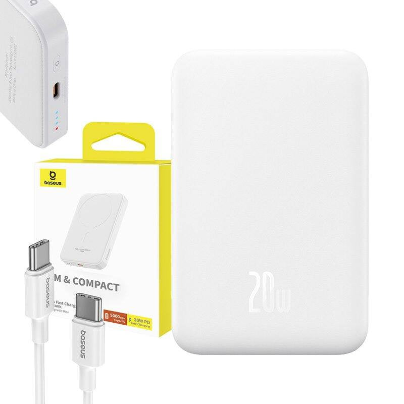 Magnetic Mini Powerbank Baseus 5000mAh, USB-C 20W (white) - Product Image 10