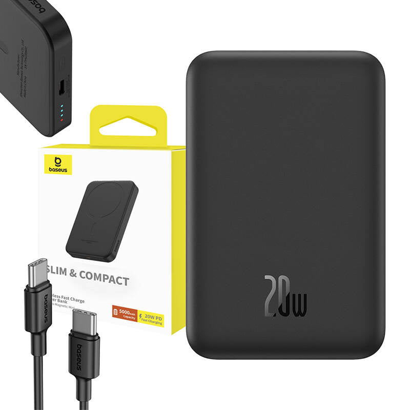 Magnetic Mini Powerbank Baseus 5000mAh, USB-C 20W (black) - Product Image 10