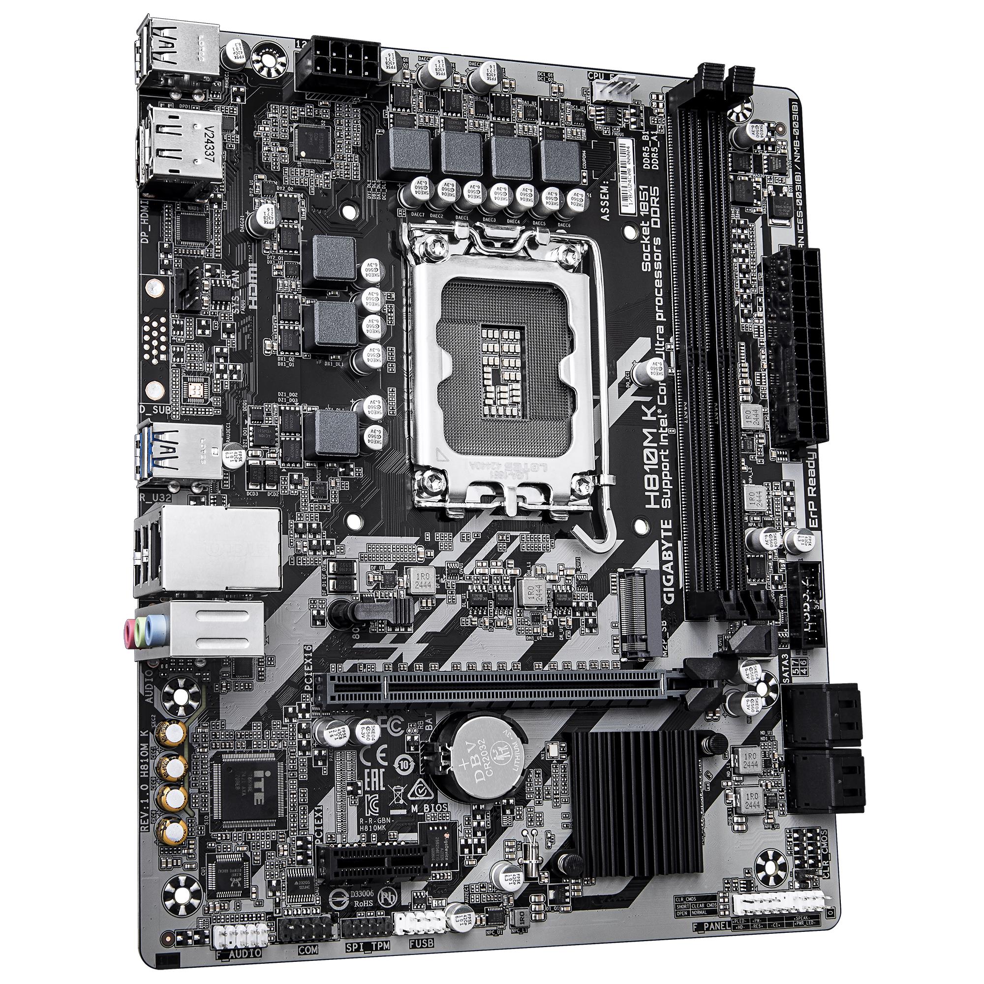Mainboard GIGABYTE Intel H810 LGA1851 Micro-ATX Memory DDR5 Memory slots 2 H810MK1.0