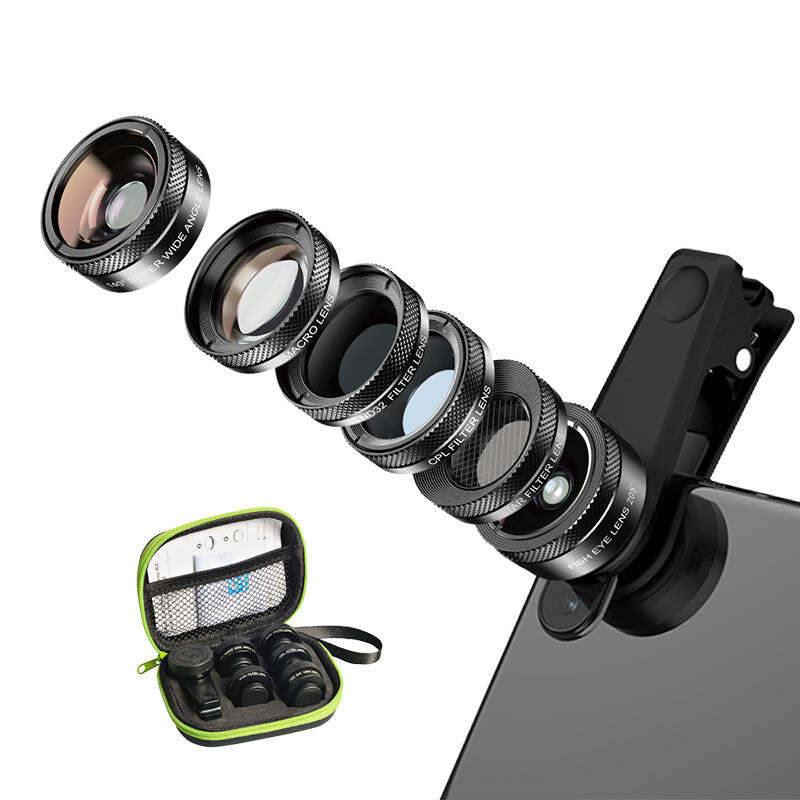 Mobile lens kit APEXEL APL-DG6V2 6 in 1 universal (black) - Product Image 3
