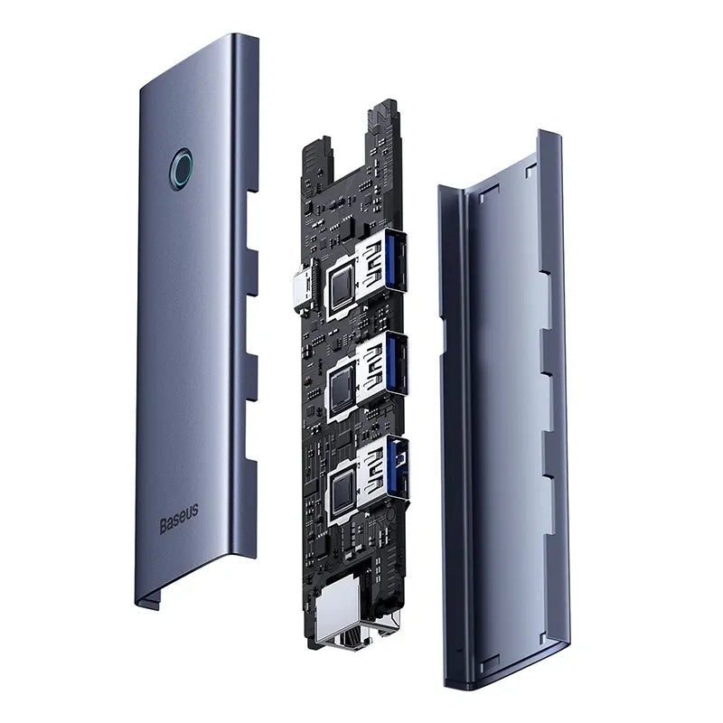 Hub Baseus UltraJoy Series Lite 4-Port (USB to USB 3.0*3+RJ45*1+USB-C 5V) (gray) - Product Image 7