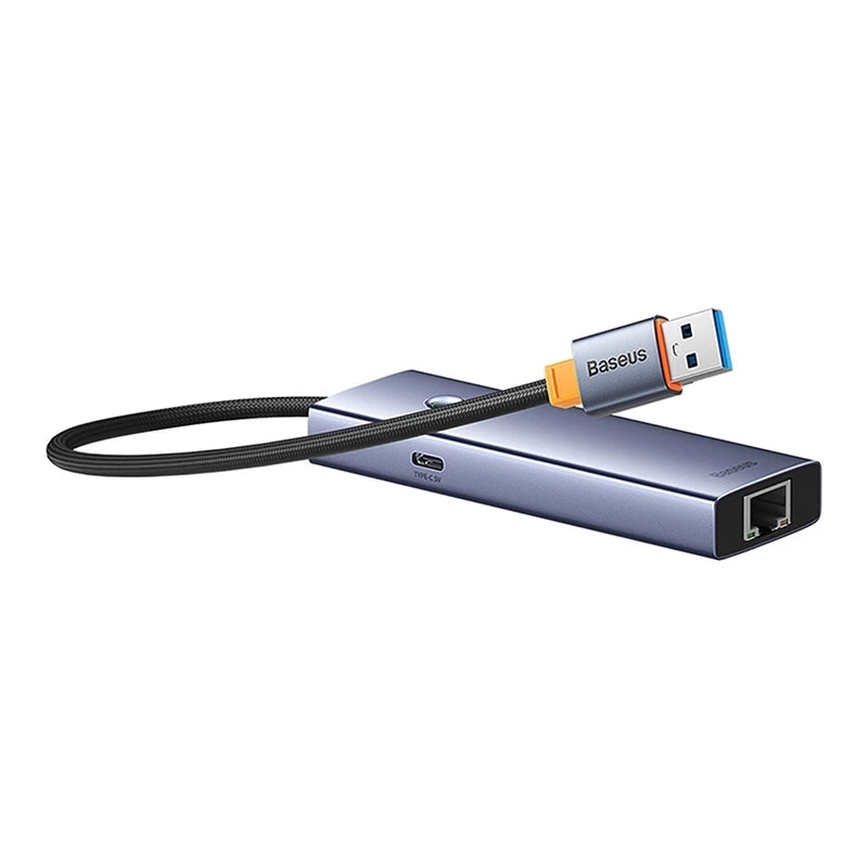 Hub Baseus UltraJoy Series Lite 4-Port (USB to USB 3.0*3+RJ45*1+USB-C 5V) (gray) - Product Image 6