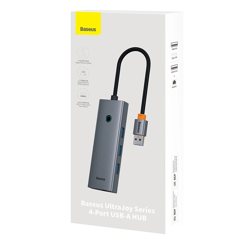 Hub Baseus UltraJoy Series Lite 4-Port (USB to USB 3.0*3+RJ45*1+USB-C 5V) (gray) - Product Image 8