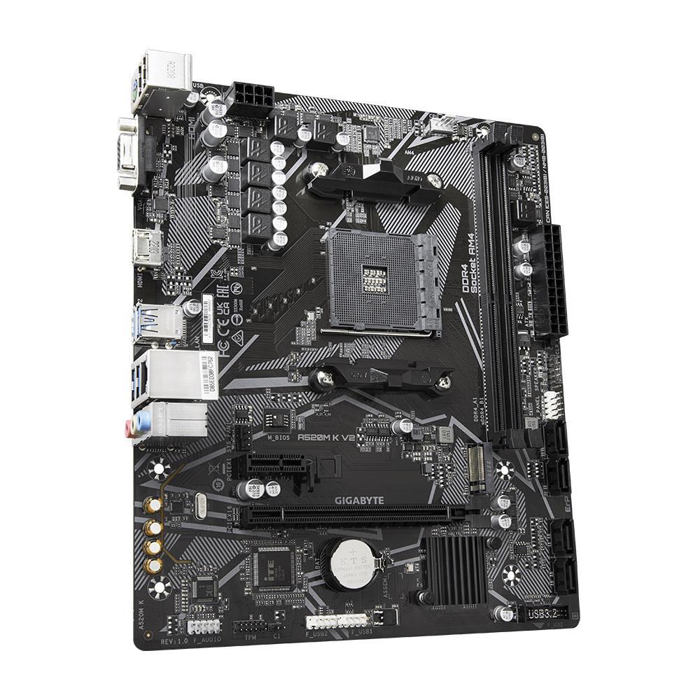 Mainboard GIGABYTE AMD A520 SAM4 Micro-ATX Memory DDR4 Memory slots 2 1xPCI-Express 3.0 1x 1xPCI-Express 3.0 16x 1xM.2 1x15pin D-sub 1xHDMI 2xUSB 2.0 4xUSB 3.2 1xPS/2 1xRJ45 3xAudio port A520MKV21.1