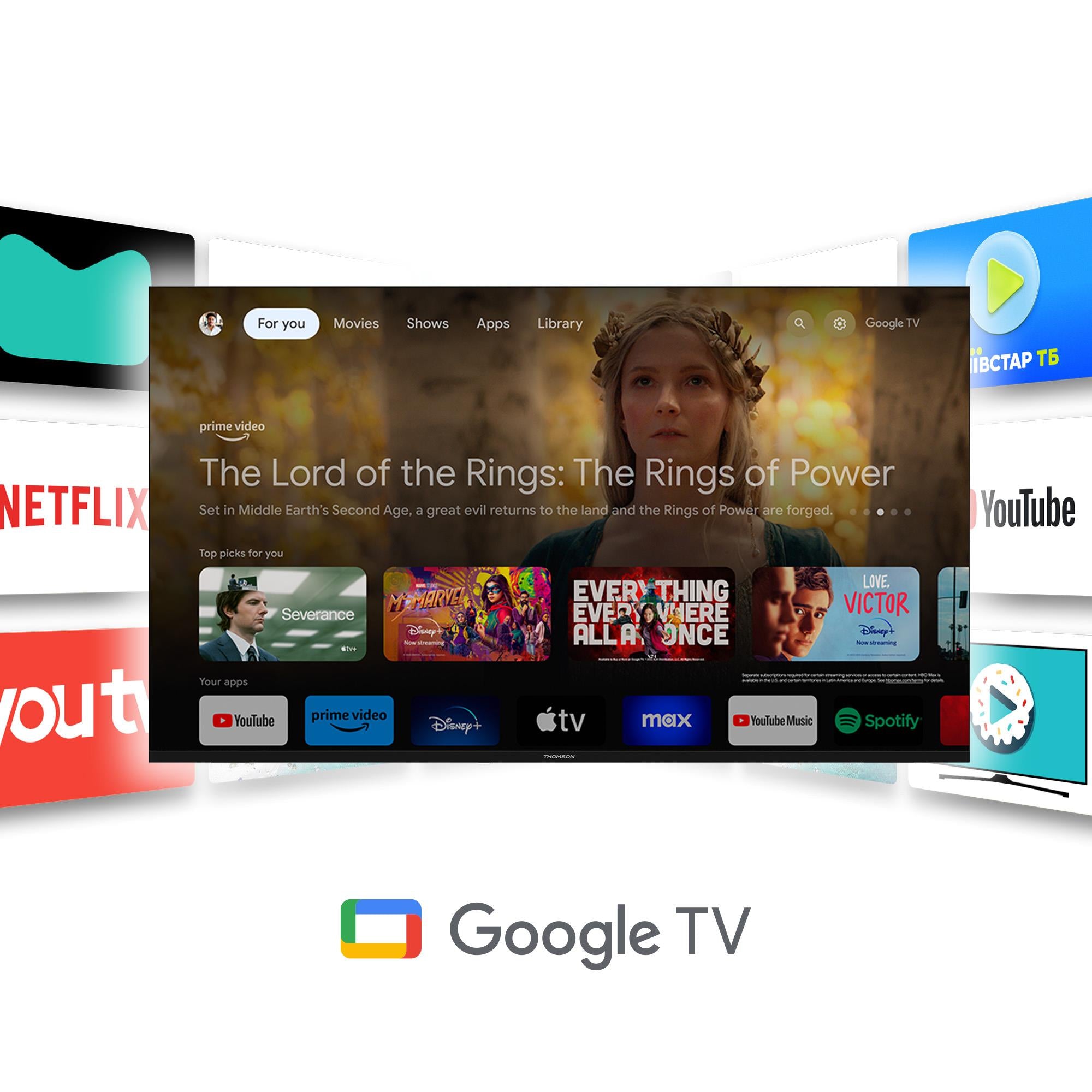 TV Set THOMSON 50" 4K/Smart QLED 3840x2160 Wireless LAN Bluetooth Google TV Black 50QG7C14