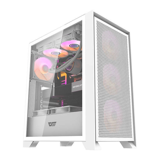 Darkflash DRX70 MESH Computergehäuse (weiß) + 4 RGB-Lüfter