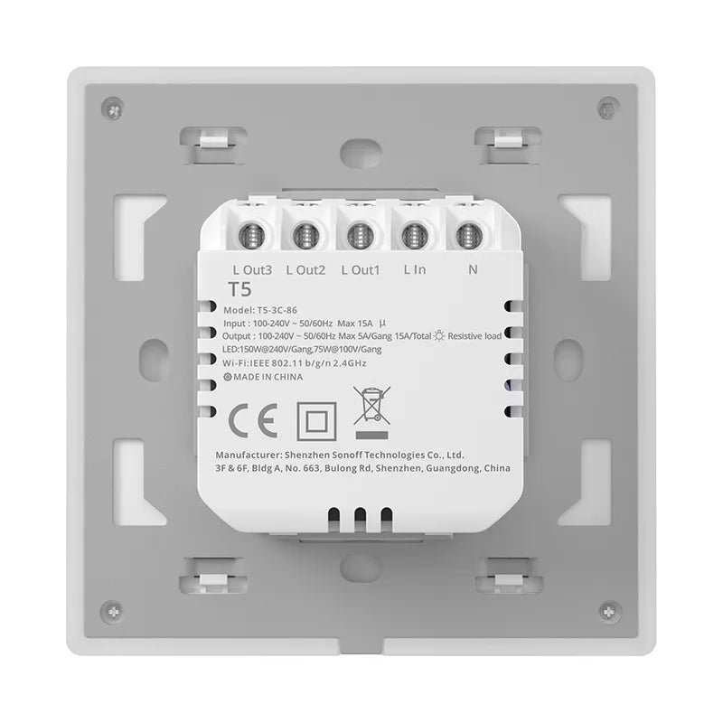 Smart WiFi Touch Wall Switch Sonoff TX T5 2C (2-channel) - Product Image 3