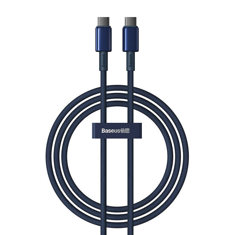 Cable USB-C do USB-C Baseus Tungsten Gold, 100W, 1m (niebieski) - Product Image 1