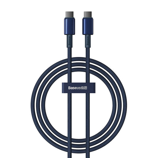Cable USB-C do USB-C Baseus Tungsten Gold, 100W, 1m (niebieski) - Product Image 1