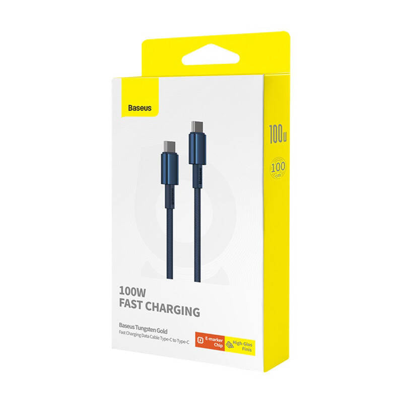 Cable USB-C do USB-C Baseus Tungsten Gold, 100W, 1m (niebieski) - Product Image 6