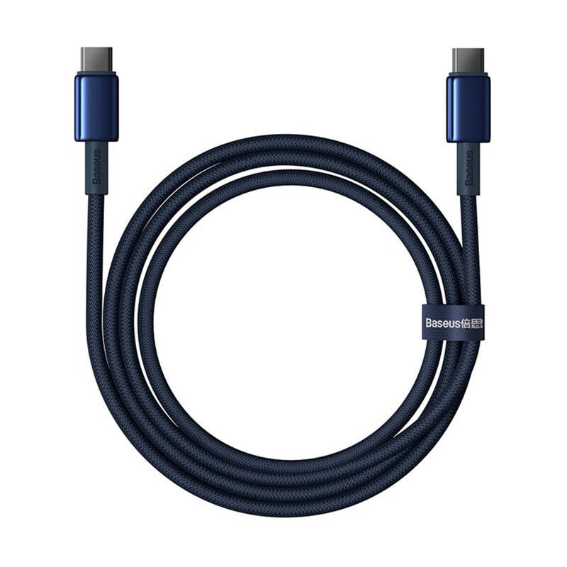 Cable USB-C do USB-C Baseus Tungsten Gold, 100W, 1m (niebieski) - Product Image 2