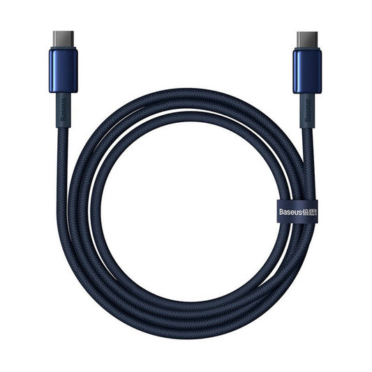 Cable USB-C do USB-C Baseus Tungsten Gold, 100W, 1m (niebieski) - Product Image 2