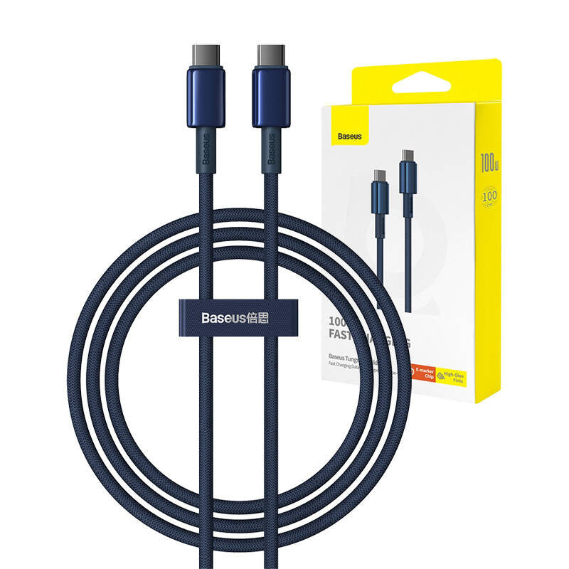 Cable USB-C do USB-C Baseus Tungsten Gold, 100W, 1m (niebieski) - Product Image 8