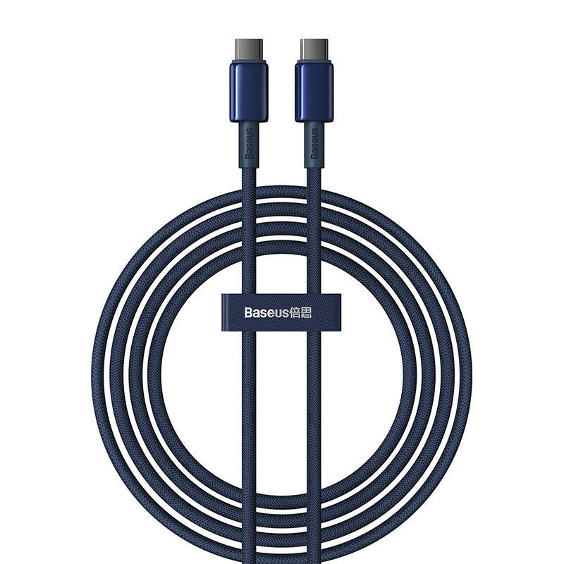Cable USB-C do USB-C Baseus Tungsten Gold, 100W, 2m (niebieski) - Product Image 1