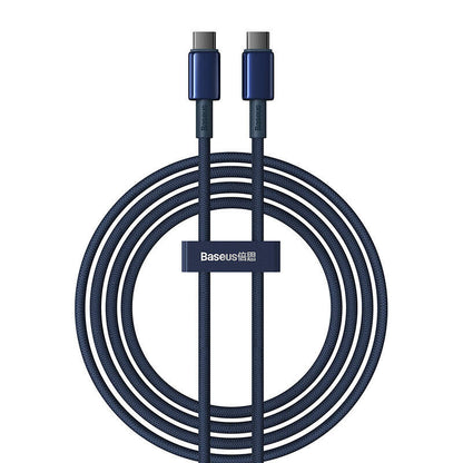 Cable USB-C do USB-C Baseus Tungsten Gold, 100W, 2m (niebieski) - Product Image 1