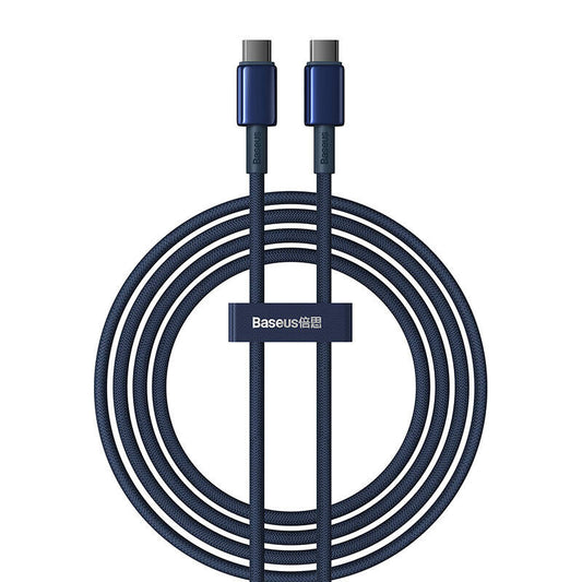 Cable USB-C do USB-C Baseus Tungsten Gold, 100W, 2m (niebieski) - Product Image 1