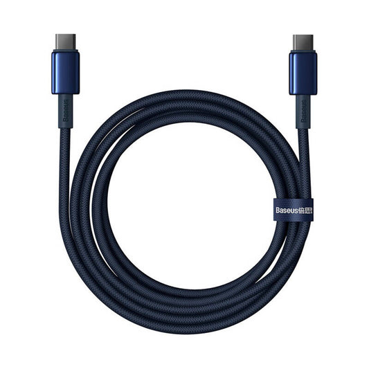 Cable USB-C do USB-C Baseus Tungsten Gold, 100W, 2m (niebieski) - Product Image 2