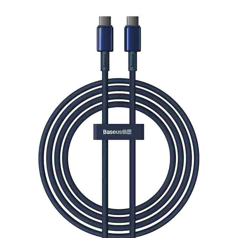 Cable USB-C do USB-C Baseus Tungsten Gold, 100W, 2m (niebieski) - Product Image 9