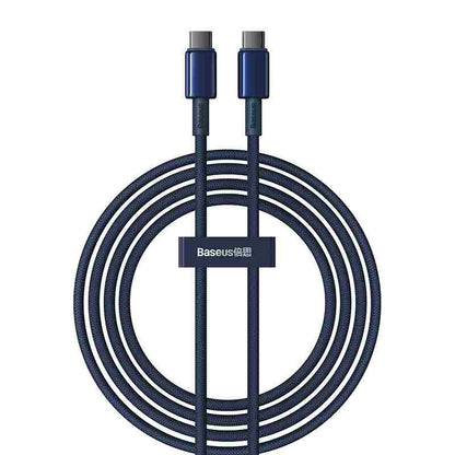 Cable USB-C do USB-C Baseus Tungsten Gold, 100W, 2m (niebieski) - Product Image 9